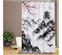 Large Waterproof Shower Curtain 180 x 200 cm, 3D Scenery Design, Quick-Drying Polyester Fabric with 12 Rustproof Eyelets, Ideal for Outdoor Garden Decor