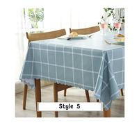Large WaterRepellent Tablecloth - Modern Rectangular CottonPolyester Grid Design Teal Table Protector for Dining Parties and Events - 135 x 180 cm