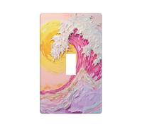 Large Waves Light Pink Light Switch Cover Decorative Single Toggle 1 Gang Wall Plate for Kitchen Farmhouse Bedroom Bathroom Art Decor