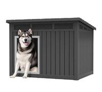 Large Weatherproof Dog House with Removable Roof for Indoor & Outdoor Use - Spacious (42.8" L x 33" W x 31.5" H) Classic Black