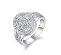 Large Wedding Bands for Wife, Solid 14K White Gold Promise Rings with Moissanite Real Gold Women's Engagement Ring Size U 1/2