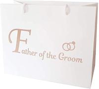 Large Wedding Gift Bags - White and Copper Gold Gift Bag with Rope Handles and Tissue Paper - Favours (Father of The Groom)