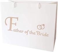 Large Wedding Gift Bags - White and Copper Gold Gift Bag with Rope Handles and Tissue Paper - Favours (Father of The Bride)