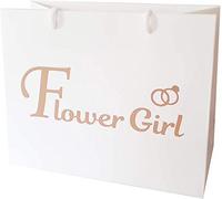 Large Wedding Gift Bags - White and Copper Gold Gift Bag with Rope Handles and Tissue Paper - Favours (Flower Girl)
