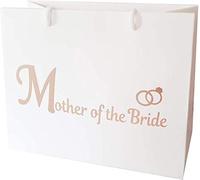 Large Wedding Gift Bags - White and Copper Gold Gift Bag with Rope Handles and Tissue Paper - Favours (Mother of The Bride)