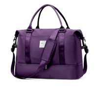 Large Weekend Overnight Bag Carry on Holdall for Women Travel Duffel Sport Gym Tote Mum Hospital Bags with Shoe Compartment 50L,A01-Dark Purple