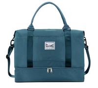 Large Weekender Bags for Women Travel Duffel Bag with Shoes Compartment & Wet Pocket, Carry on Bags for Airplanes Women, Duffel Bag Gym Tote Overnight Bag, Peacock Blue, L