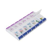 Large Weekly Pill Organiser with Push Button 7 Day AM/PM, Easy Open Vitamin Tablet Box Medicine Dispenser with 14 Compartments