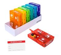 Large Weekly Pill Organizer 4 Times a Day - 7 Day Color-Coded Pill Boxes with Larger Compartments, Secure Snap-in Tray, BPA Free, Medical Alert Card Included (4X a Day - 1 Pack)