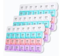 Large Weekly Pill Organizer 4 Times A Day, 7 Day Pill Box，(3Pack)