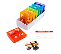 Large Weekly Pill Organizer AM PM, 2 Times a Day Pill Box with Extra-Large Compartments, 7 Day Color-Coded Cases, Secure Snap-in Tray, BPA Free (2X a Day - 1 Pack)