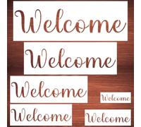 Large Welcome Stencils for Painting - 6 Pack Welcome Stencil Templates for Painting on Wood, Reusable Letter Stencils for Chalkboard Wood Crafts Signs & Home Front Door Mat Decorations