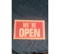 LARGE WELCOME WE ARE OPEN / SORRY CLOSED 3MM RIGID HANGING SIGN SHOP WINDOW DOOR