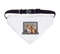 Large 'Welsh Corgi on Laptop Pixel Art' Dog/Cat/Pet Bandana (PD00057828)