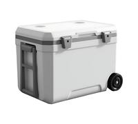 Large Wheeled Insulated Cooler Box - With Wheels, Handles & Drain | PU Foam Insulation, Stays Cool for Days | Ideal for Travel, Car, Camping & Outdoor Use(Greyish white,160L)