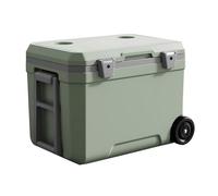 Large Wheeled Insulated Cooler Box - With Wheels, Handles & Drain | PU Foam Insulation, Stays Cool for Days | Ideal for Travel, Car, Camping & Outdoor Use(Greenish grey,45L)