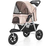 Large Wheels Dog Stroller for Medium Small Dogs - 3 Wheel Pet Stroller Pushchair Carrier for Cats/Dogs - Convenient and Stylish Pet Transport Solution