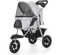 Large Wheels Dog Stroller for Medium Small Dogs - 3 Wheel Pet Stroller Pushchair Carrier for Cats/Dogs - Convenient and Stylish Pet Transport Solution