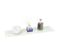 (Large White (80x20cm)) Colourful Glass Floating Shelves Wall Mounted Rack