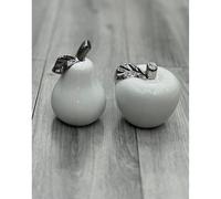 Large White Apple and Pear Set with a Marbling Effect