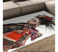 Large White Area Rugs Fashion Girl with Gorgeous Clothing Pattern Soft Thin Carpet for Living Room Bedroom Studio Office Shop 100 x 150 cm