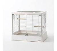 Large White Bird Cage Bird Cage with Base, Panoramic View for Canaries & Budgies, Indoor Use