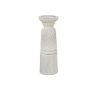 Large White Carved Candle Holder - Elegant Sculptural Decor