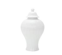 Large White Ceramic Ginger Jar with Lid Modern Decorative Storage Vase for Home Decor Tabletop Collectible 16x30CM Ideal for nizing and Enhancing Your Space.