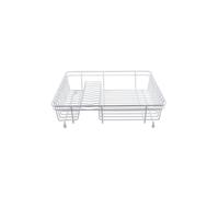 Large White Dish Drainer Durable Coated Steel Stylish Compact Kitchen Storage