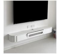 Large White Floating TV Cabinet Wall Mounted Entertainment Media Console with Drawers & Glass Sliding Door Storage 140cm Modern TV Stand for Living Room