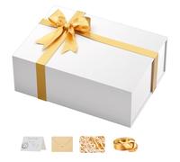 Large White Gift Box with Lids: 13.5×10×5 Inches Packaging with Magnetic Lid - Holds Valentines Christmas Bridesmaid Gifts - Ideal for Couples Friends Family