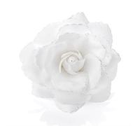 Large White Glitter Edge Rose Flower Hair Elastic Band and Beak Clip Fascinator