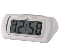 Large White LCD Alarm Clock with Modern Design and Easy-to-Read Display