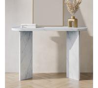 Large White Marble Effect Console Table - Geneva