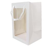 Large White Open Window Paper Bags - Eco-Friendly Cardboard Party Favor Bags for Christmas Birthdays - 35x25x18cm for Candies, Aromatherapy, Jewelry (White)
