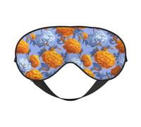 Large White Orange Flowers Sleep Mask Eye Mask with Adjustable Strap, Eye Sleep Shade Cover Blocks Light for Women Men Airplane Travel Nap Meditation