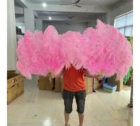 Large White Ostrich Feather Fans 13 Bars 90/130cm Fluffy Plumes Folding Fan for Carnival Stage Opera Props Decor Accessory-Pink-1PC 90CM