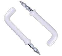 Large White PVC Dresser Hooks 32mm Plastic Coating Shouldered Dresser Hooks Cup Hook L Shape Cup Hangers L Screw Hooks for Hanging Party Celebration Light Strings 10 Pack.