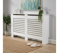 Large White Radiator Cover Wooden MDF Wall Cabinet Shelf Slatted Grill