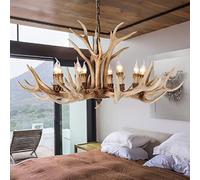 Large White Resin Antler Chandelier 10 Farmhouse Rustic Deer Horn Pendant Candle Style Dining Room Hanging Ceiling Light