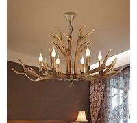 Large White Resin Antler Chandelier 10 Farmhouse Rustic Deer Horn Pendant Candle Style Dining Room Hanging Ceiling Light