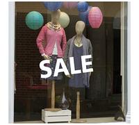 Large White Shop Window Sale Sign - Double Sided Vinyl Static Cling Sale Window Sticker for Glass, Easy to Apply and Reusable Promotional Window Sticker for Shops