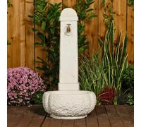 Large White Stone Fountain With Carved Base