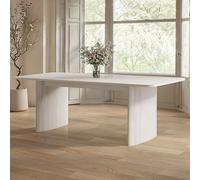 Large White Wooden Extendable Dining Table - Seats 6 - 8 - Jarel