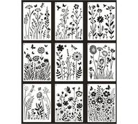 Large Wildflower Stencils 9-Pack, 11x14.5in Reusable
