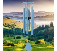 Large Wind Chimes Outdoor 32" - Deep Tone Memorial Windchime with Soothing Melodic Sound - Durable Blue Coated Aluminum Wind Chime for Garden, Patio, Yard, Home or Sympathy Gift