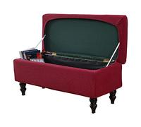 Large Wine Red Stretch Ottoman Cover Washable Slipcover for Rectangle Footstools Soft Pet Protector for Cats & Dogs Removable Furniture Cover - Perfect Storage Solution