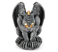 Large Winged Gargoyle Statue with Solar Lights Outdoor Decor Sitting Gargoyle Monster Dragon Garden Guardian Gothic Creep Scary Sculpture Patio Yard Lawn Decorations Halloween Valentine's Day Gift