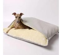 Large Winter Warm Cat Nest Sleeping Bag Removable and Washable Pet Cushion for Dogs Large Home Soft Sofa (Beige, M-65 x 50 x 23 cm)