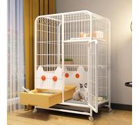 Large Wire Cat Cage Playpen Box with Pop-Out Litter Box And Wheels - Small Animal Cages Kennels Crate - Exercise Place for Chinchillas Ferrets Kittens